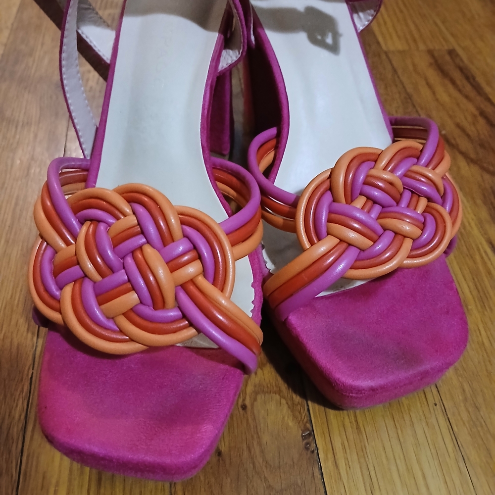 Rampage Pink and Orange Knotted Sandals